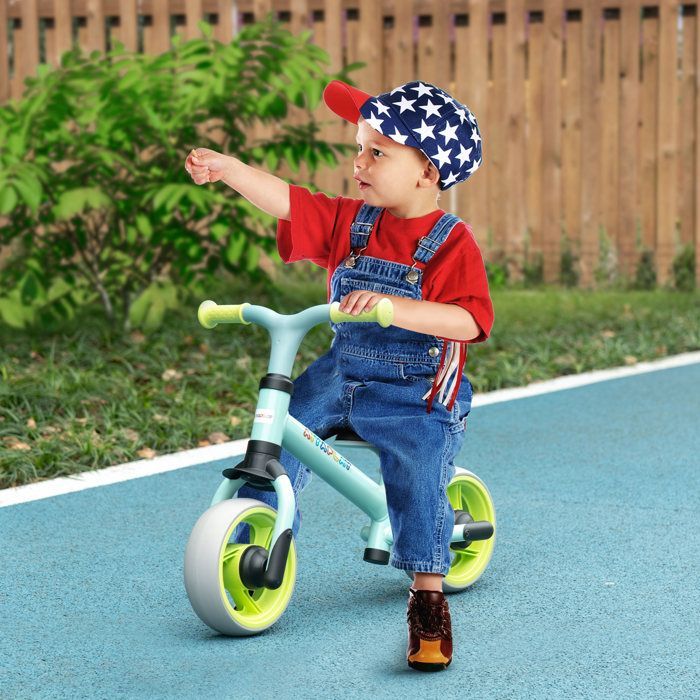 Vélo d'équilibre pour bébé siège réglable roues EVA jouet enfant pour bébé 18-48 mois pour garçons et filles vert - Jeux - Jouets