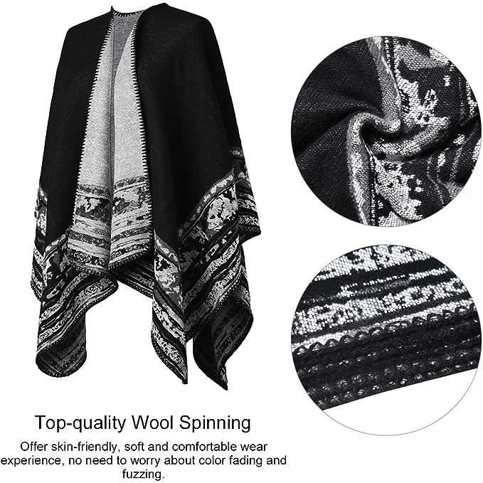 Châle Poncho Femme - En Polyester Doux Style Cachemire, 159x136 Cm, Motif Carreaux - Pour Soirée, Mariage, Voyage Ou Quotidien
