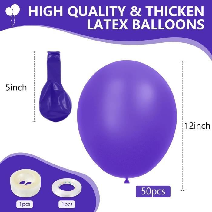 Ballon gonflable Violet en Latex 30 cm, déco de salle - Badaboum