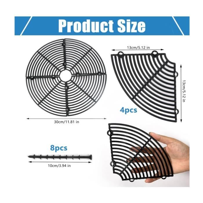 Lot De 3 Cache-pots De Fleurs En Plastique De 30 Cm, Grille Découpable Avec 24 Piquets, Cache-pot De Fleurs, Cache-sol, Bouchon De Creusement Pour Chat (noir