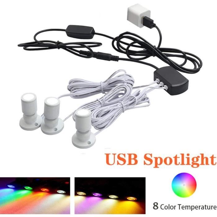 Led Light Gradation 5V Gradation Mini LED RGB Spot Downlights Lampe Set Télécommande ...
