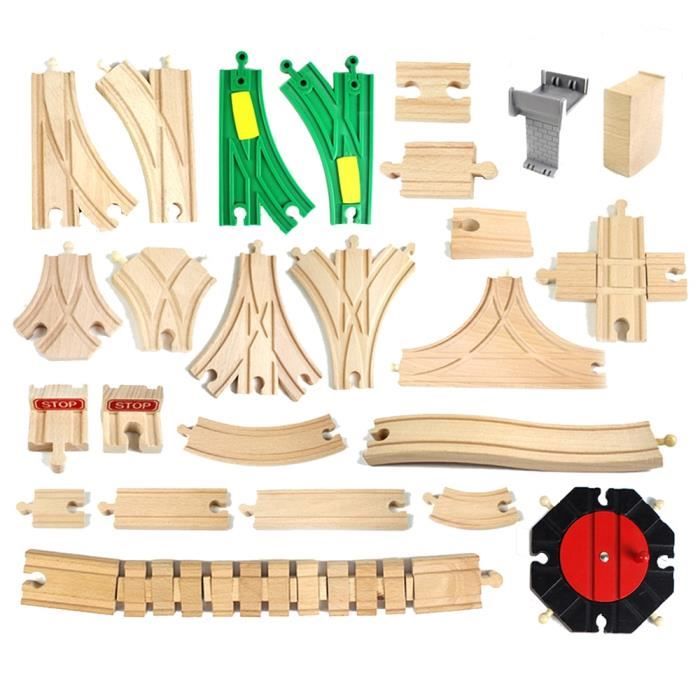Kit de rails en bois, compatible avec tous les accessoires de chemin de fer en bois et rails en bois, robustes et durables, kit d'extension pour modélisme, jeu créatif pour enfants à