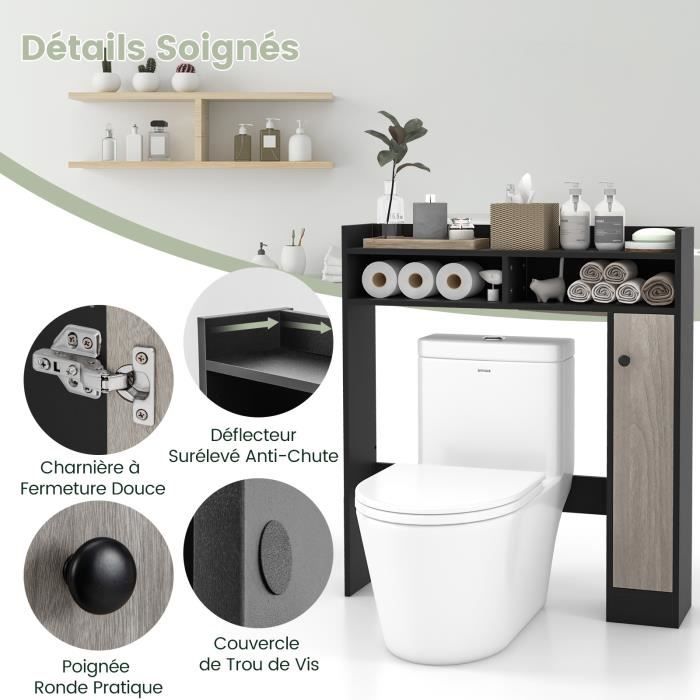 COSTWAY Meuble de Toilette WC avec 2 Compartiments et 1 Porte