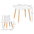 Ensemble table et chaises enfant design scandinave motif ourson - HOMCOM - Blanc-2