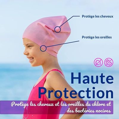 Lot De 3 Bonnets De Bain Enfants – Silicone Imperméable – Extensible – Pour Cheveux Longs Ou Courts – Colorés