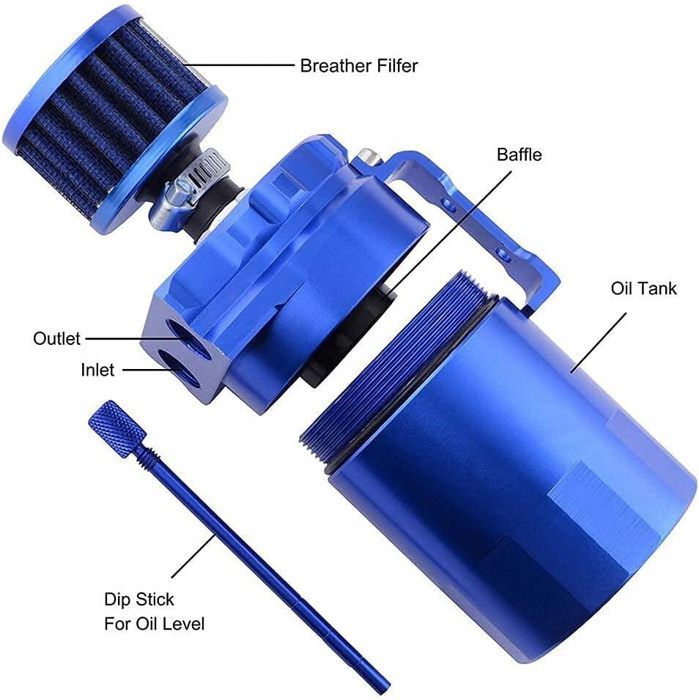 KIMISS Car Coolant Tank, 3x7.5in Coolant Oil Catch Can Overflow Tank