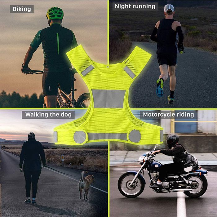 Gilet de Sécurité Haute Visibilité Parfait Cyclisme Travaux de Nuit