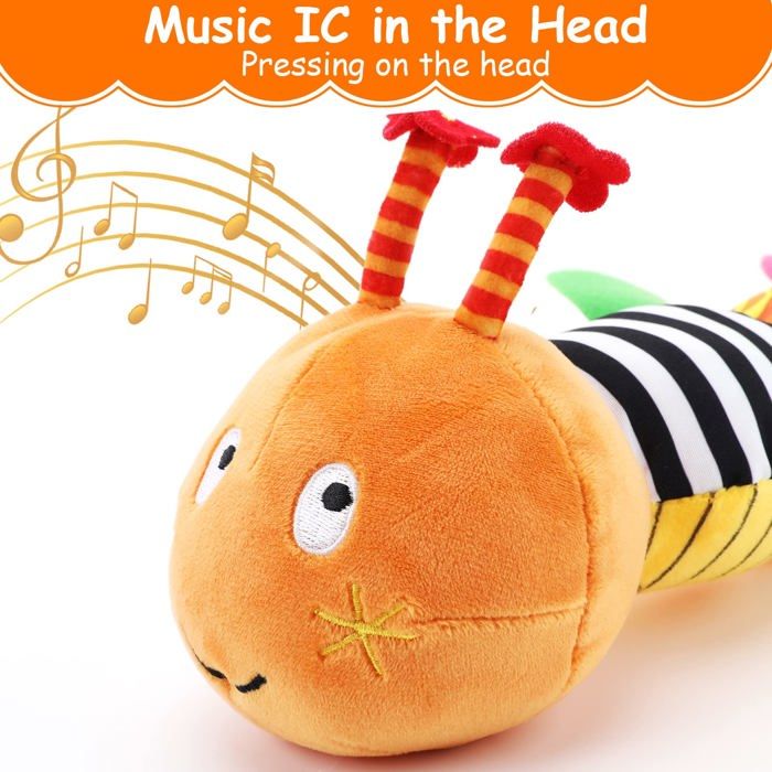 Jouet Musical en Peluche pour bébé,Jouet en Peluche avec Chenille Jouet Musical en Peluche pour bébé,Jouet en Peluche avec Chenille