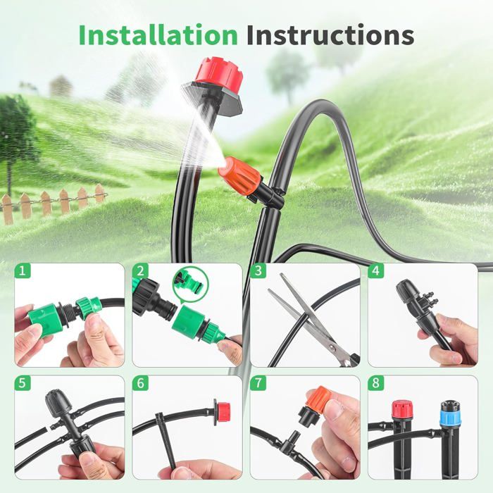 Kit D'Irrigation À Goutte, Système Tubes D'Irrigation De 65,6 Pieds Avec Buse Réglable Goutteur