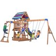 Aire de jeux en bois Northbrook avec balançoire, toboggan, bac à sable et snack-bar - Backyard Discovery-3
