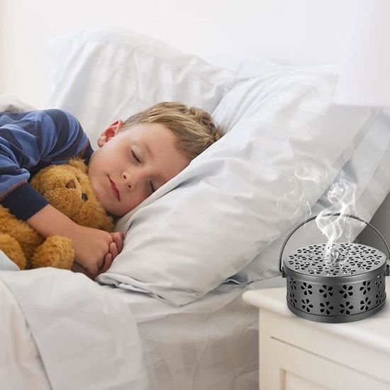 Support Spirale Anti Moustique, Petit Métal Porte-encens En Avec Poignée De Couvercle Boîte De Brûleur D'Encens à Motif Vintage Chic Pour Intérieur Extérieur, Avec Brosse De Nettoyage