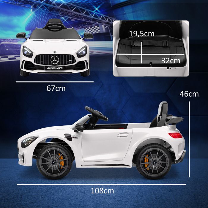 Voiture électrique pour enfants Mercedes-Benz AMG Gtr, avec télécommande 2,4G, phares LED, MP3, klaxon et musique, vert