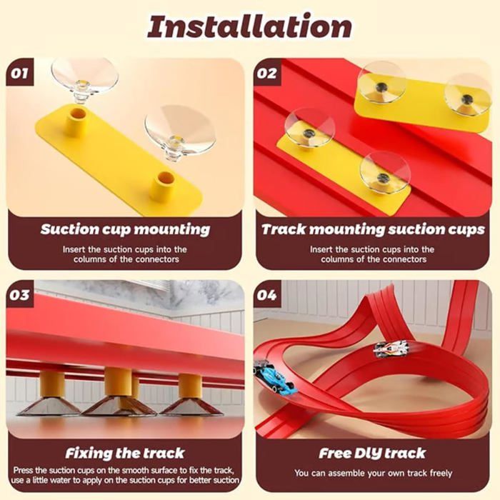 Circuit Voiture Flexible RollAndRace 400 cm - Piste Enroulable pour Enfants - Jeux - Jouets