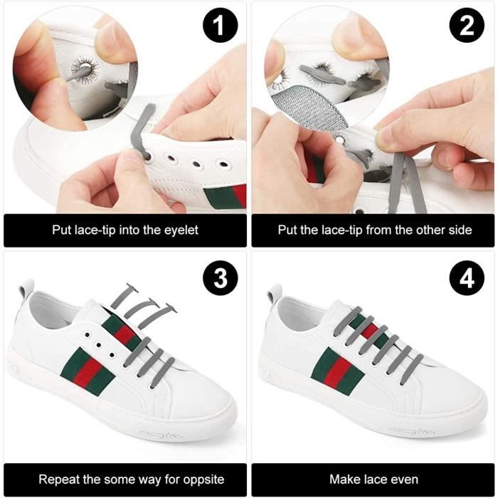 2 Paires No Tie Lacets de Chaussure pour Unisexe Enfants et Adultes Sans Lacage Shoe Laces elastiques Sans N ud pour Chaussur 415 Cdiscount Chaussures