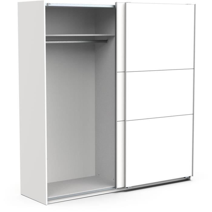 Armoire 4 Portes Avec Miroir - GHOST - Blanc - 157,3 X 51,1 X 203 Cm