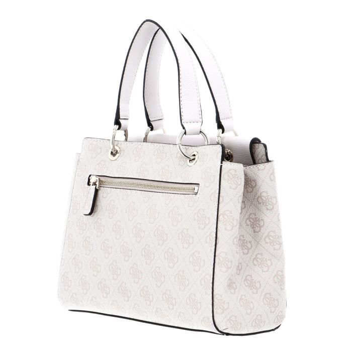 GUESS Valy Small Girlfriend Satchel Stone 106410 Blanc Beige Cdiscount Bagagerie Maroquinerie