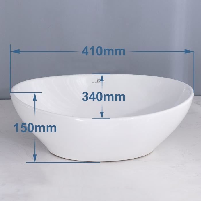 Vasque En Céramique Blanc Avec Bonde De Vidage Pour Salle De Bain 435x125  Mm à Prix Carrefour