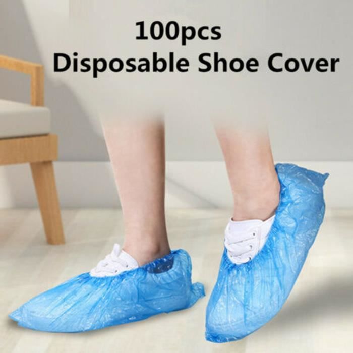 Gvolatee Lot de 100 Surchaussures Jetables plastique, Antiderapantes Couvre  Chaussure, Anti-Salissures Impermeable durables pour Médical, Atelier