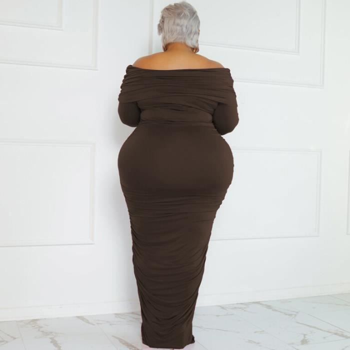 Robe mi mollet taille haute pour femme manches longues tambour grande taille 4XL et 5XL l gante soir e bo te de 1.5mmx7277m