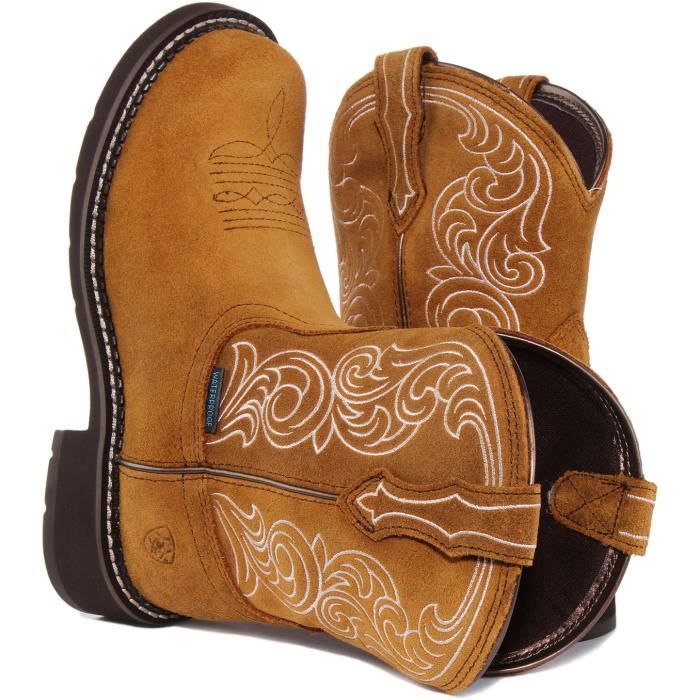 Bottes western Ariat Fatbaby Heritage en cuir impermeable pour femmes Tan Taille 41