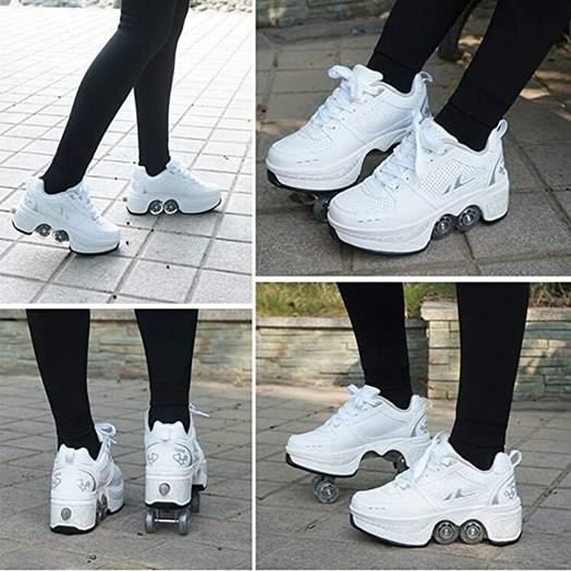ZZ Chaussures à roulettes Multifonction 2 en 1 Automatiques Rétractables  Chaussures à roulettes De Skateboard Chaussures D'Entraînement De Sport  Plein Air Sneakers pour Garçons Filles,White-EU36 : : Mode
