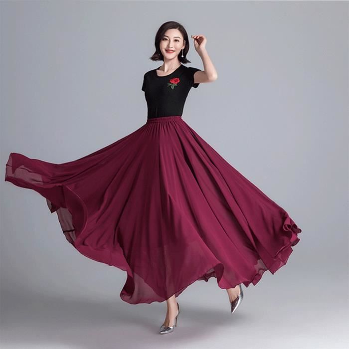 Jupe Flamenco Femme Jupe Longue Mousseline Jupe de Danse du Ventre