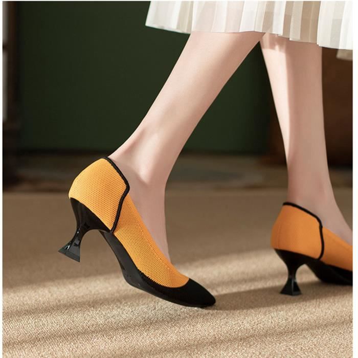 Escarpins Femme Talon Haut Confortable Bout pointu Bicolore Marque Modele Orange Textile Fin Achat Vente Escarpins Femme Talon Haut Confortable Bout pointu Bicolore Marque Modele Orange Textile Fin pa...