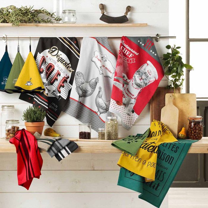 Torchons De Cuisine Lot De 5 - 100% Coton Absorbant, Certifié Oeko-TEX®, Jaune