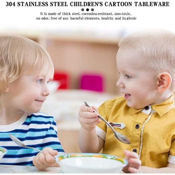 Lot de 4 couverts pour enfants en acier inoxydable résistant aux Lot de 4 couverts pour enfants en acier inoxydable résistant aux