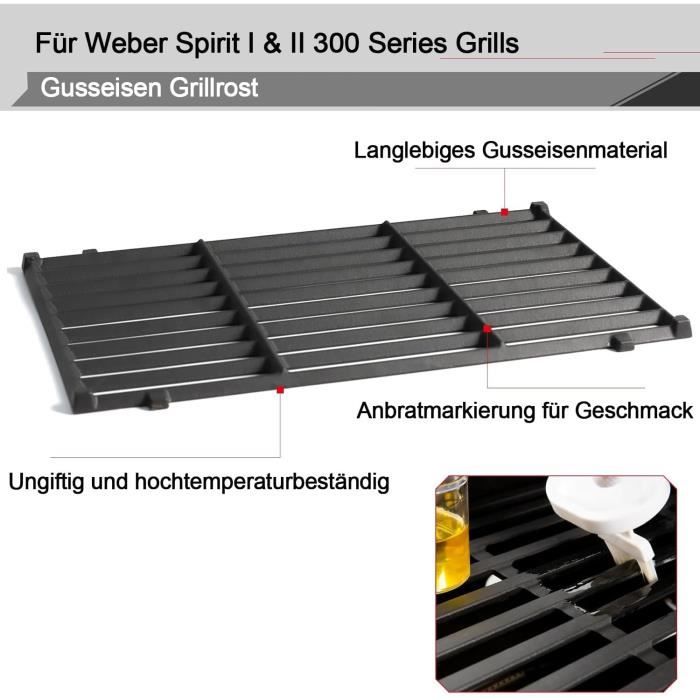 Griglia In Ghisa Per Barbecue Weber Spirit E Genesis - Ricambio 44.5 Cm, Set Di 2 - Foto 12