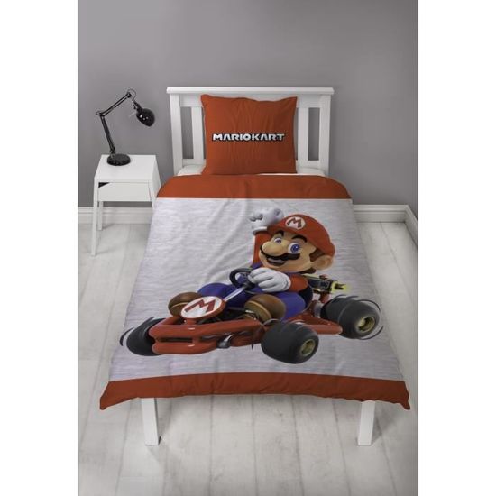 Parure De Lit Super Mario Kart 1 Place - Housse De Couette Réversible 140x200 Cm + Taie D'oreiller 63x63 Cm