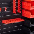 AREBOS Lot de 46 piéces de Rangement empilables | Rouge | Noir | 4 Panneaux arrières | 28 boîtes empilables | 14 Porte-Outils-5