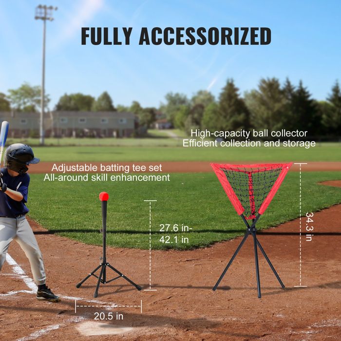 VidaXL Filet D'entraînement Baseball Noir 180 X 90 X 153 Cm – Portable, Avec Sac Et Poteaux, Pour Lancer, Frapper Et Attraper