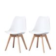 Clara - Lot de 2 chaises scandinave - Blanc - pieds en bois massif design salle à manger salon chambre - 49 x 58 x 82 cm-0