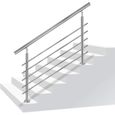 YUENFONG Rampe d'escalier en acier inoxydable, 180 cm, balustrade, balcon, avec 5 traverses pour escaliers-0