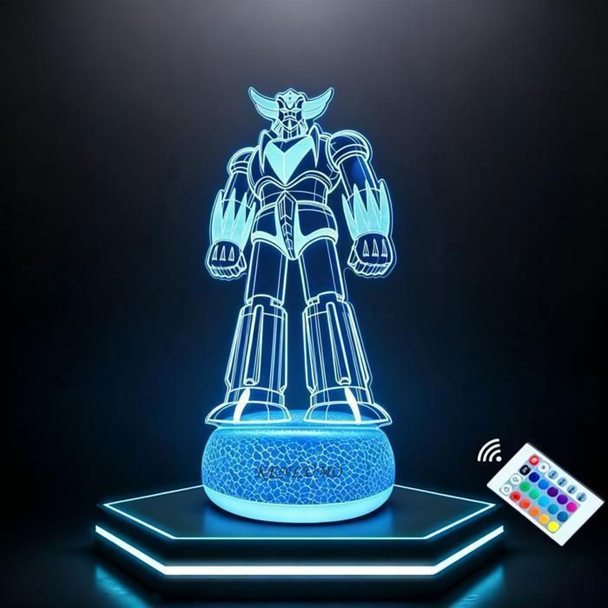 Lampe LED 3D Holographique - Effet Illusion 3D, Socle Lumineux Multicolore Tactile - Idée Cadeau Déco Originale (David Auteur Compositeur)