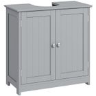 Meuble salle de bain sous lavabo kleankin meuble sous-vasque placard 2 portes avec étagère - dim. 60L x 30l x 60H cm - en bois Gris