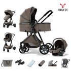 MAGIC ZC poussette trio MagicZC,bébé 3 en 1,nouveau né,Dossier réglable,0-3 ans,pliable,sac de maman,brun chocolat