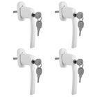 Poignée de fenêtre - Hengda - 4X - Aluminium - Blanc - Sécurité enfants et anti-effraction