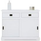 IDIMEX Buffet salle à manger SAVONA L 110 cm en bois massif blanc 2 tiroirs 2 portes coulissantes meuble rangement