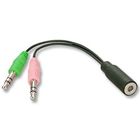 INECK® cable splitter - jack 3,5 mm - 1 femelle vers 2 mâles (1 micro + 1 headphone)