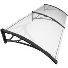 VOUNOT® Marquise auvent de porte d'entrée 200x80cm - Polycarbonate transparent - Anti-UV - Noir