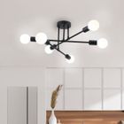 WOTTES Plafonnier 6x E27 Luminaire Vintage Industrielle Lustre pour Cuisine Chambre Salon Noir
