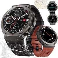 Montre Connectée Homme,GPS integré,Sport Tracker d'activité,écran AMOLED 1,43",moniteur de santé compatible avec iPhone et Android