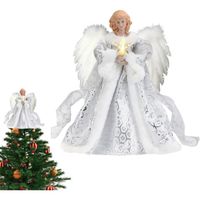 Cime d'arbre d'ange Illuminée, Cime d'arbre en Étoile d'ange avec Lumière LED, pour La Décoration Saisonnière du Sapin De Noël