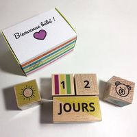 Coffret cubes de naissance Camille - Jouet A Tirer - Jouet A Pousser - Bois - Mixte