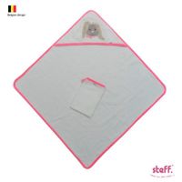 Cape de bain pour bébé - Steff - Lapin - éponge - 70x70 cm - Ecru/rose