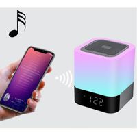 Haut-parleur Bluetooth de lampe de chevet portable à LED avec commande tactile, veilleuse à changement de couleur avec réveil