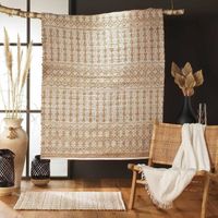 Tapis - Tapis d'intérieur rectangle en coton à motif ethnique "Orya" - Beige - 120 x 170 cm