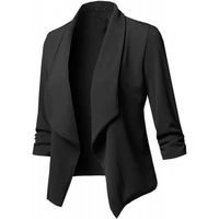 Femme Blazer Manches Longues Cardigan Grande Taille Travail Manteau Femme Streetwear Casual Affaires Vetement noir